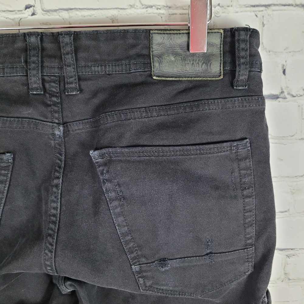 SMOG | cargo gusseted knee zipper detail skinny slim fit jeans